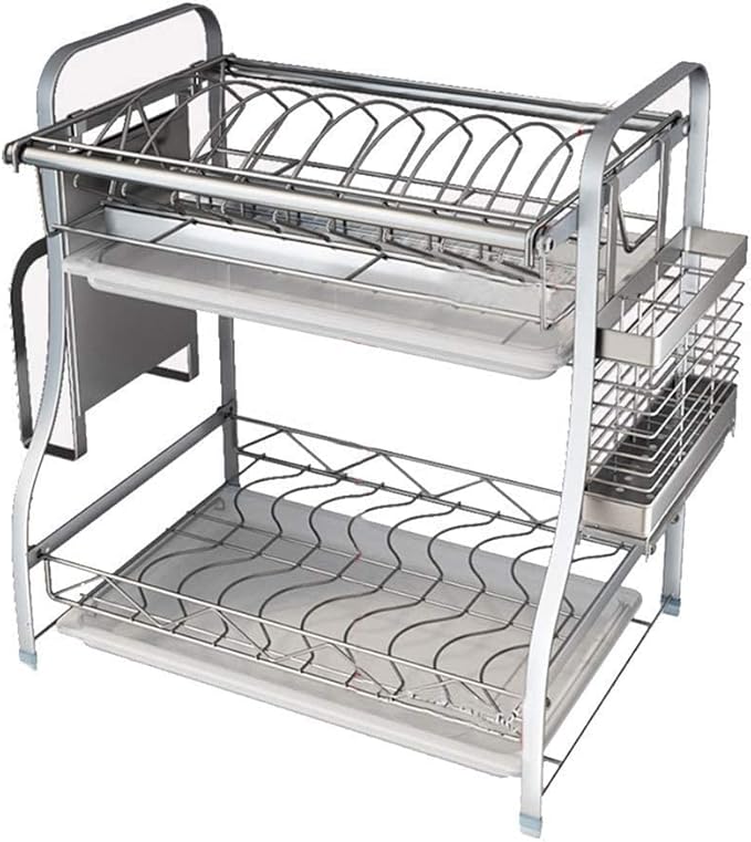 304 Stainless Steel Dish Rack - Kitchen Dish Drain Holder, Efficient Drying & Storage for Dishes, Bowls, Utensils, and Chopsticks - Space-Saving Organizer for Home Kitchen