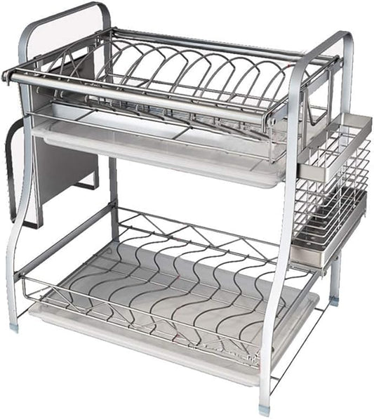 304 Stainless Steel Dish Rack - Kitchen Dish Drain Holder, Efficient Drying & Storage for Dishes, Bowls, Utensils, and Chopsticks - Space-Saving Organizer for Home Kitchen