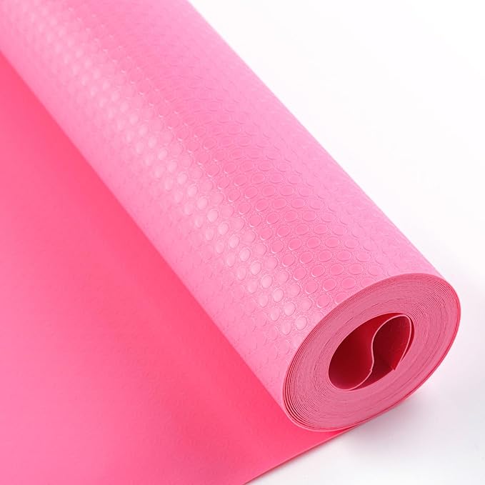 Bloss Shelf Liners，Non Adhesive EVA Drawer Mat Liners Roll for Bathroom,Kitchen,Desks,Deco Shelves 17.7×177 inch-Pink