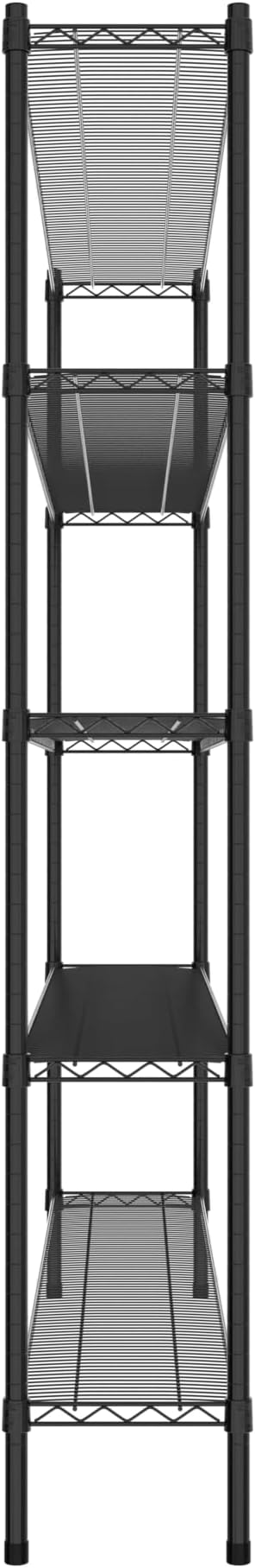 Commercial NSF Listed Black Epoxy Stationary Wire Shelving Kit 12" x 72" x 74", with 5 Shelves Perfect for Warehouse, Walk-in Refrigerator, Freezer, Grocery Store, Restaurant, Dishroom