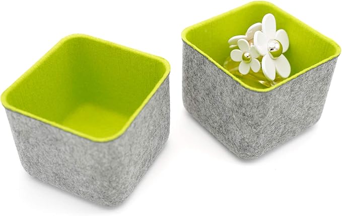Welaxy Storage bins Set Office Drawer Organizers for School Dorm Home Kitchen bathroom bedroom Closet Cabinet Desk organize boxes Junk Organizing 2-Pack (Spring green)