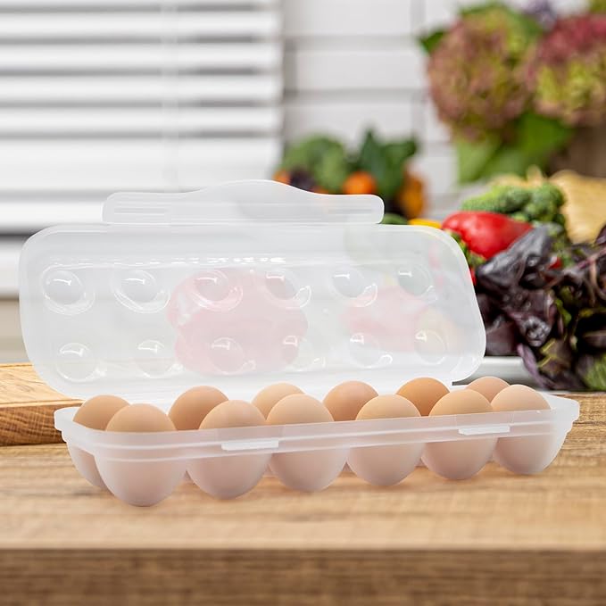 Pedersean Egg Storage for Refrigerator, Egg Holder for Fridge with Lid, Stackable Egg Storage with Safety Buckle (1)