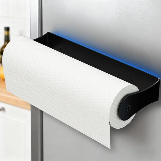 Magnetic Paper Towel Holder for Fridge, Black Paper Towel Holder for Kitchen, Strong Magnet for Refrigerator, RV, Garage, BBQ, No Drilling, Kitchen & Bathroom Organizers and Storage