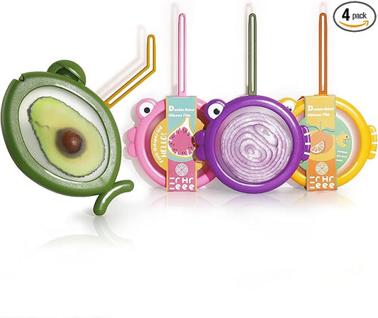 Erehere Avocado Saver, Onion Storage Container Set of 4, Reusable Fridge Bin for Garlic, Lemons, Potatoes, Food Fresh Keeper & Organizer