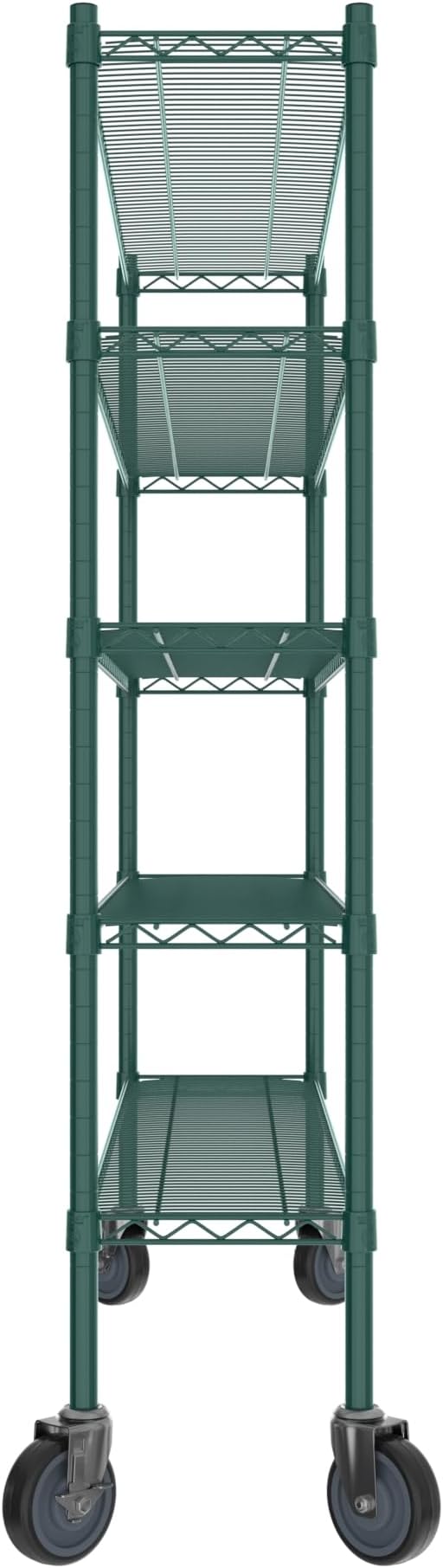 Commercial NSF Listed Green Epoxy Mobile Wire Shelving Kit 12" x 54" x 60", with 5 Shelves Perfect for Warehouse, Walk-in Refrigerator, Freezer, Grocery Store, Restaurant, Dishroom