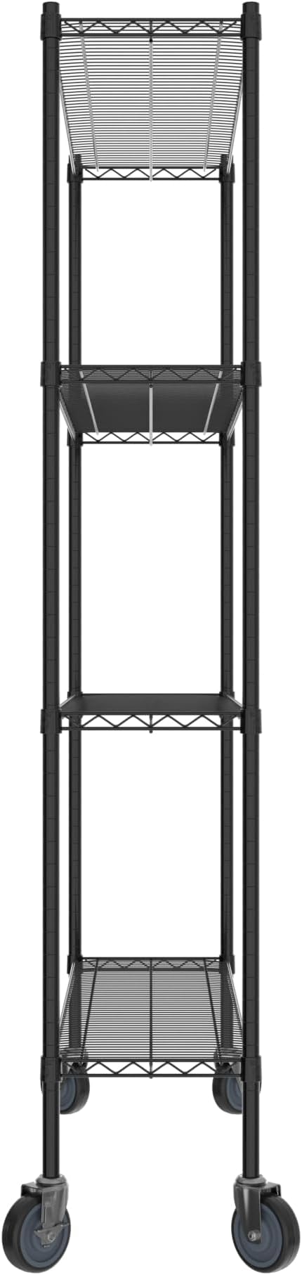 Commercial NSF Listed Black Epoxy Mobile Wire Shelving Kit 14" x 48" x 80", with 4 Shelves Perfect for Warehouse, Walk-in Refrigerator, Freezer, Grocery Store, Restaurant, Dishroom