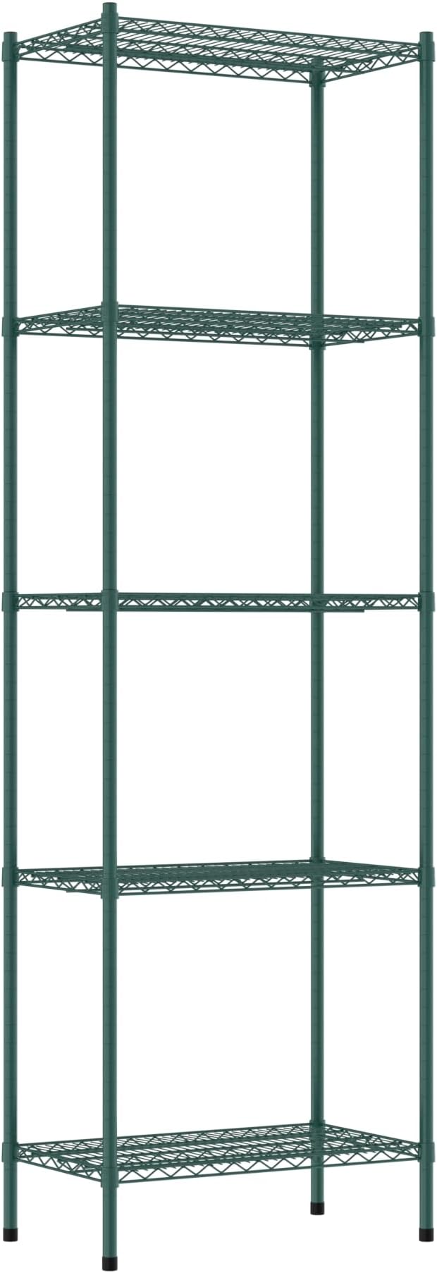Commercial NSF Listed Green Epoxy Stationary Wire Shelving Kit 18" x 30" x 96", with 5 Shelves Perfect for Warehouse, Walk-in Refrigerator, Freezer, Grocery Store, Restaurant, Dishroom