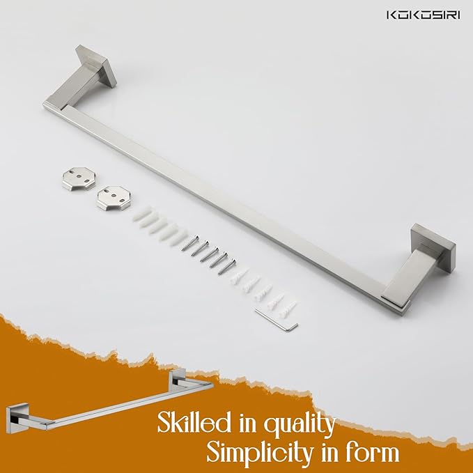 KOKOSIRI 20 Inch Bath Towel Bars Bathroom Towel Racks Towel Holder Towel Rods Kitchen Towel Hanger Bathroom Accessories Stainless Steel Wall Mounted Brushed Nickel B4006BR-L20