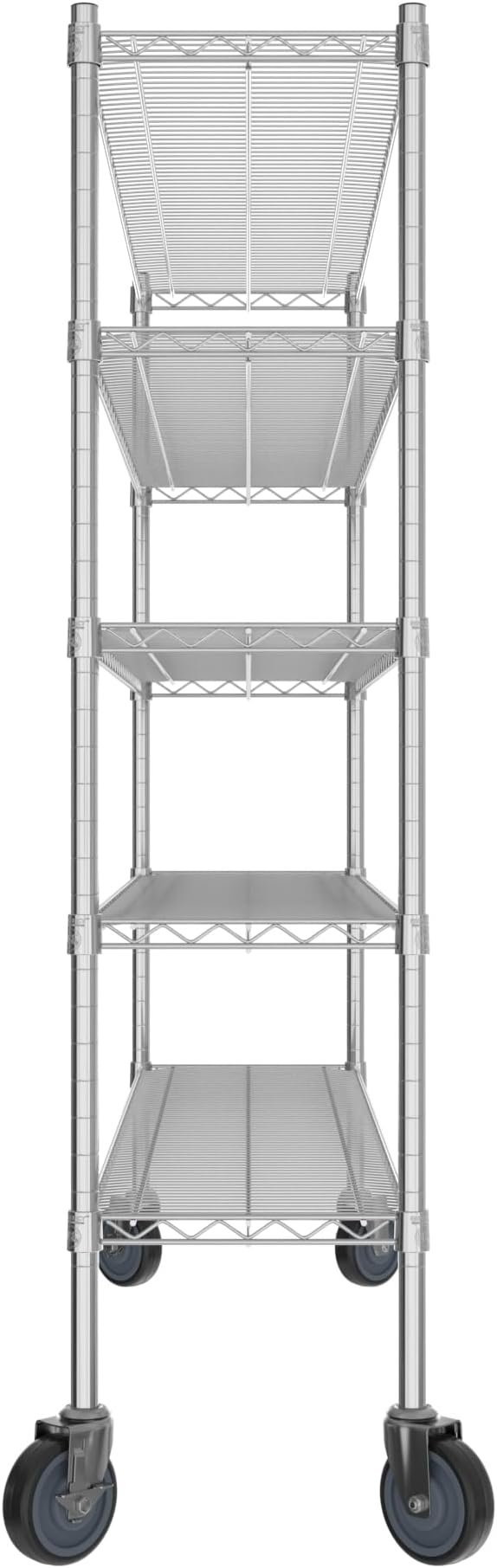 Commercial NSF Listed Chrome Mobile Wire Shelving Kit 14" x 60" x 60", with 5 Shelves Perfect for Warehouse, Walk-in Refrigerator, Freezer, Grocery Store, Restaurant, Dishroom