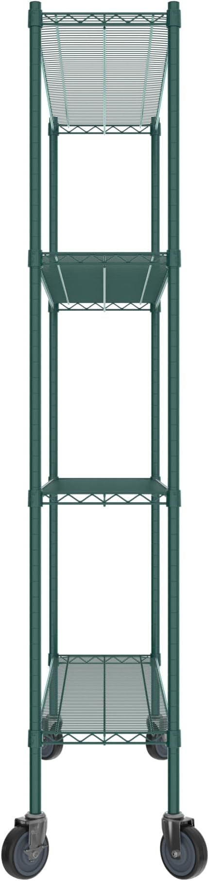 Commercial NSF Listed Green Epoxy Mobile Wire Shelving Kit 14" x 54" x 80", with 4 Shelves Perfect for Warehouse, Walk-in Refrigerator, Freezer, Grocery Store, Restaurant, Dishroom