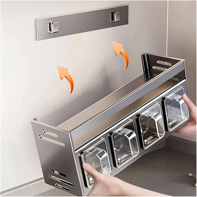 Spice shelf, 1 Equipped Kitchen Seasoning Shelf, No Drilling, Wall Hanging, Countertops, Cabinets, Multi-Functional Storage,kitchen