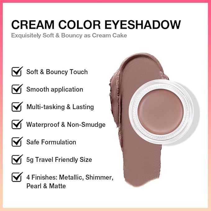 Single Cream Stone Matte Eyeshadow Palette Makeup, Natural Single Mini Instant Holographic Eyeshadow For Older Women, Sombras Crema Para Ojos, Talc, Paraben & Cruelty Free, 22