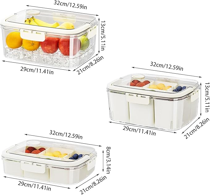 Fridge Storage Box Set with Handles Sturdy Clear Fridge with Lid Stackable Organizers for Kitchen Food Containers