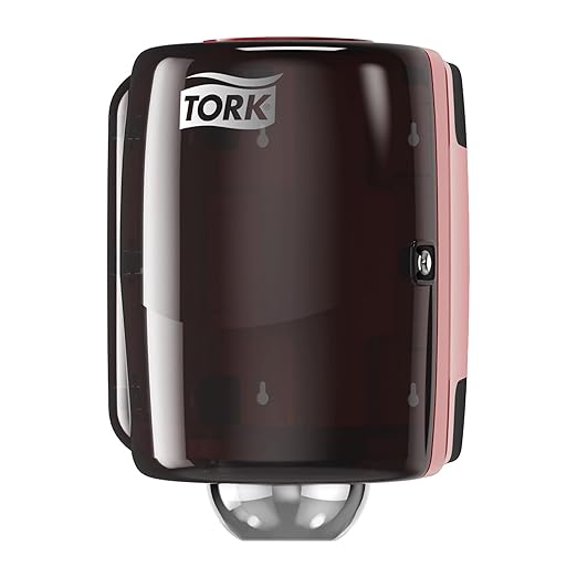 Tork Centerfeed Industrial Paper Towel Dispenser Red and Smoke M2, Single-Sheet Dispensing, Performance Range, 659028