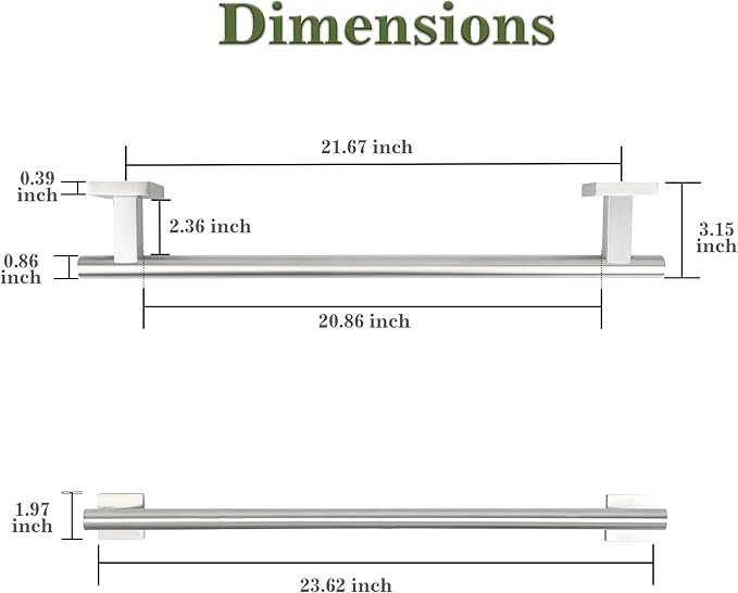 Alise Bathroom Towel Bar, 24 Inch Towel Racks for Bathroom, SUS304 Stainless Steel Towel Holder Heavy Duty Wall Mounted Towel Rack Brushed Nickel Towel Bar