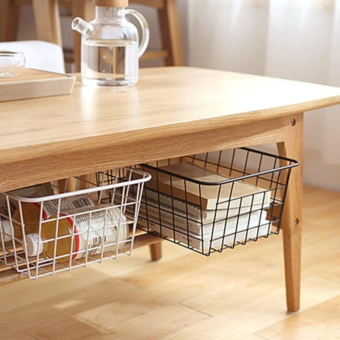 iPEGTOP Wire Storage Freezer Baskets, Set of 2 13.4" Household Organizer Storage Bins Fridge Basket Rack with Handles for Kitchen Cabinets, Pantry, Office, Bathroom Organization - White