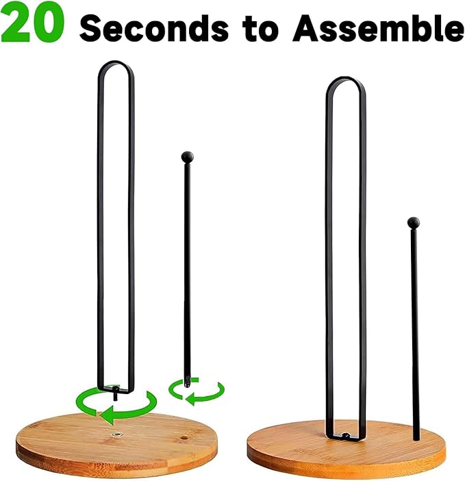 Wood Paper Towel Holder Countertop, TONLEA Kitchen Paper Towel Holder FreeStanding with Non-Slip Base for Kitchen and Bathroom Organization