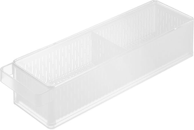 Yamazaki Home Tower Fridge Organizer & Colander – Adjustable Divider For Custom Storage – Stackable Produce Bin For Washing & Storing Ingredients – Easy To Clean & Disassemble - Plastic -