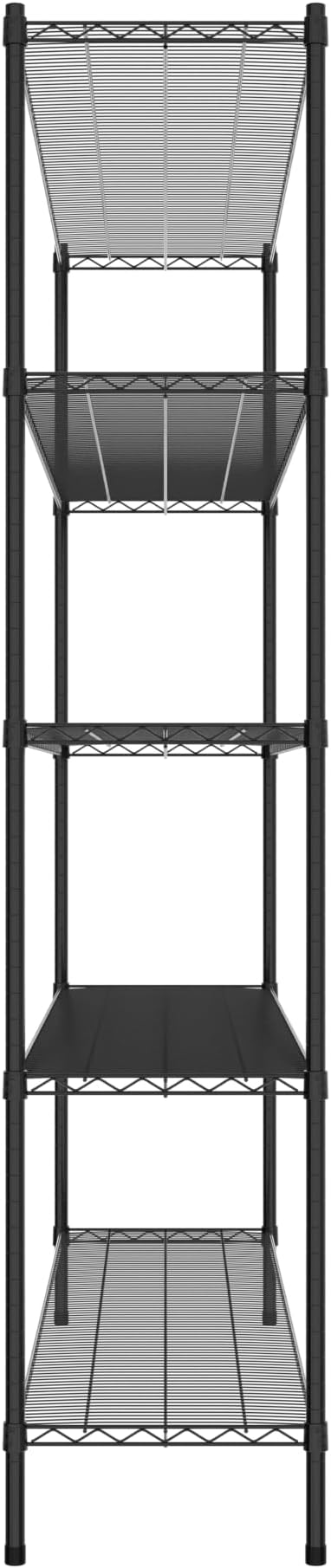 Commercial NSF Listed Black Epoxy Stationary Wire Shelving Kit 18" x 72" x 86", with 5 Shelves Perfect for Warehouse, Walk-in Refrigerator, Freezer, Grocery Store, Restaurant, Dishroom