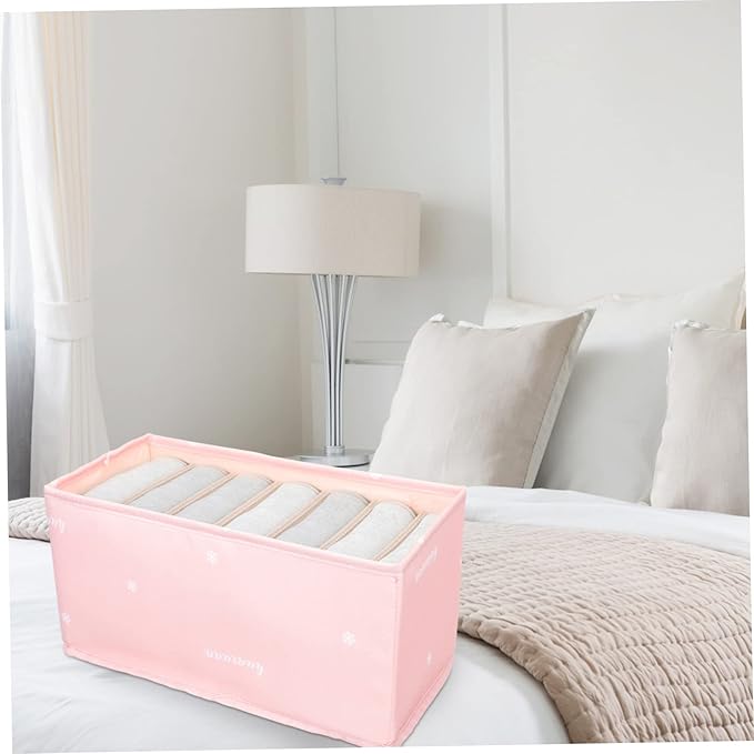 Amosfun Multi-functional Foldable Clothes Storage Box Soft Fabric Drawer Organizer for Pants Underwear and Accessories Space-saving Design Lotus Pink
