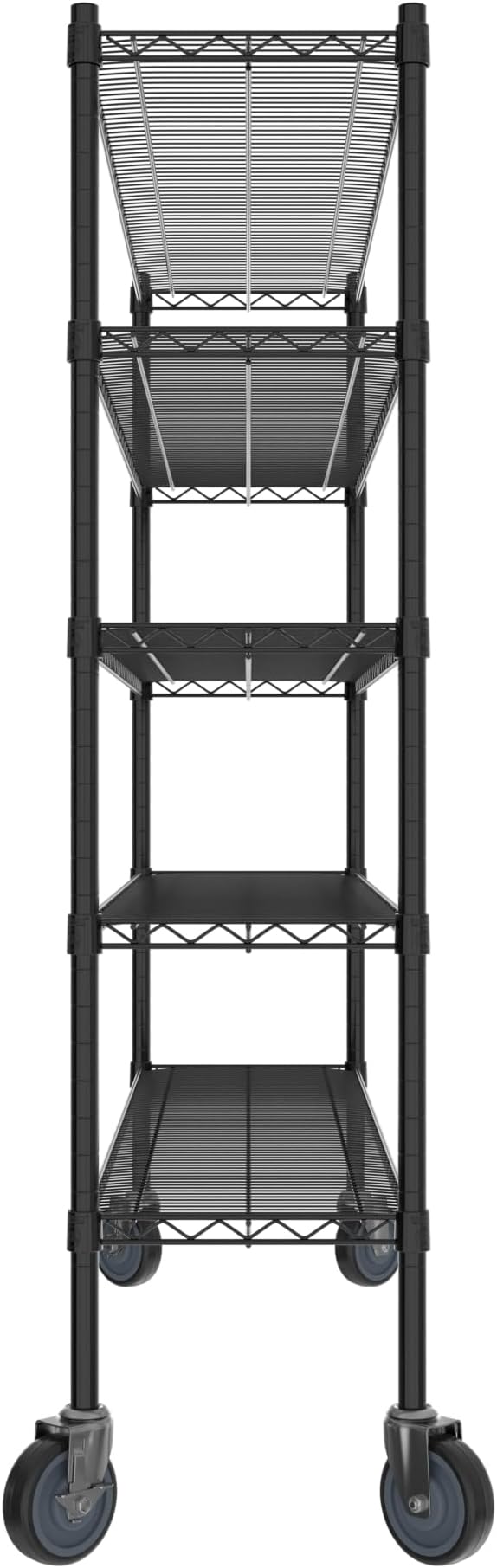Commercial NSF Listed Black Epoxy Mobile Wire Shelving Kit 14" x 60" x 60", with 5 Shelves Perfect for Warehouse, Walk-in Refrigerator, Freezer, Grocery Store, Restaurant, Dishroom