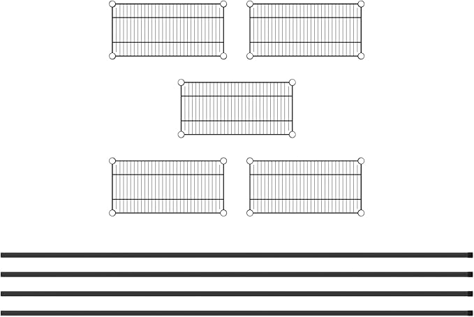 Commercial NSF Listed Black Epoxy Stationary Wire Shelving Kit 12" x 24" x 96", with 5 Shelves Perfect for Warehouse, Walk-in Refrigerator, Freezer, Grocery Store, Restaurant, Dishroom