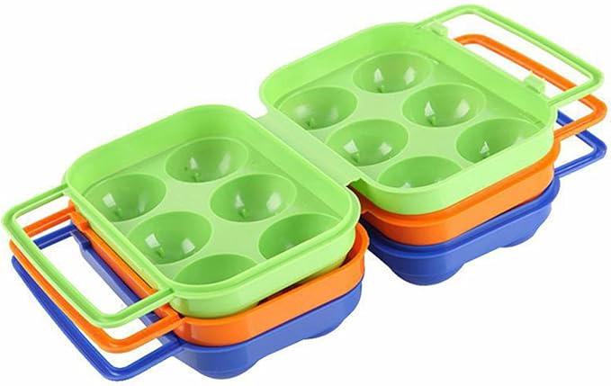 6 Grids Egg Holders, Egg Cartons For Refrigerator, Egg Storage Container, Shockproof Durable Refrigerator Egg Trays, Deviled Egg Tray Carrier with Lid, Egg Organizer Box for Fridge or Camping