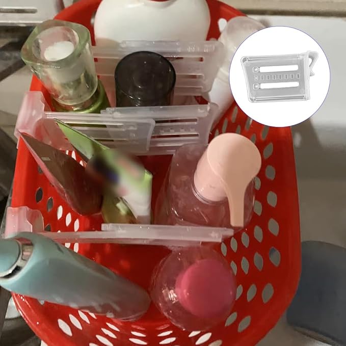 20 Pcs Retractable Fridge Drawer Separators, Plastic Fridge Door Organizer, Adjustable Refrigerator Divider for Kitchen Office Storage and Sorting
