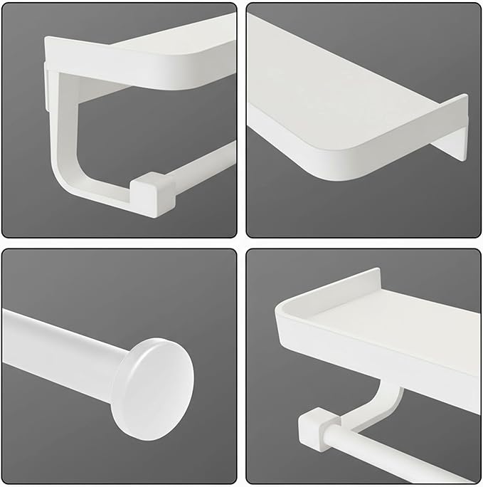 JOOM Hand Towel Holder for Bathroom -Paper Towel Holder Wall Mount - for Bathroom Black Paper Towel Holder with Shelf -Kitchen Towel Holder White