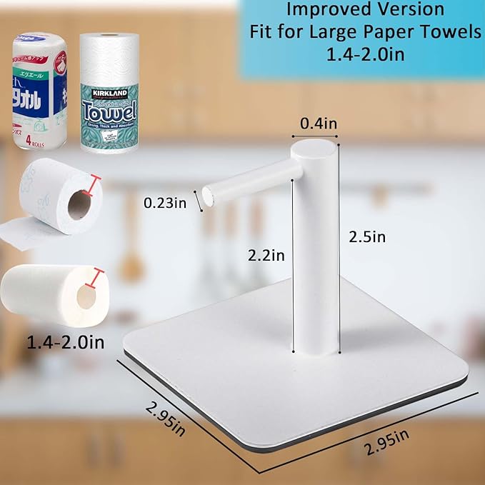 Magnetic Paper Towel Holders Heavy Duty Steel Brushed Holder with Strong Magnetic Backing - Fit for Large Paper Towels or Use as Hook - for Kitchen,Refrigerator,Grill,Garage,Shop(White,2x3IN)