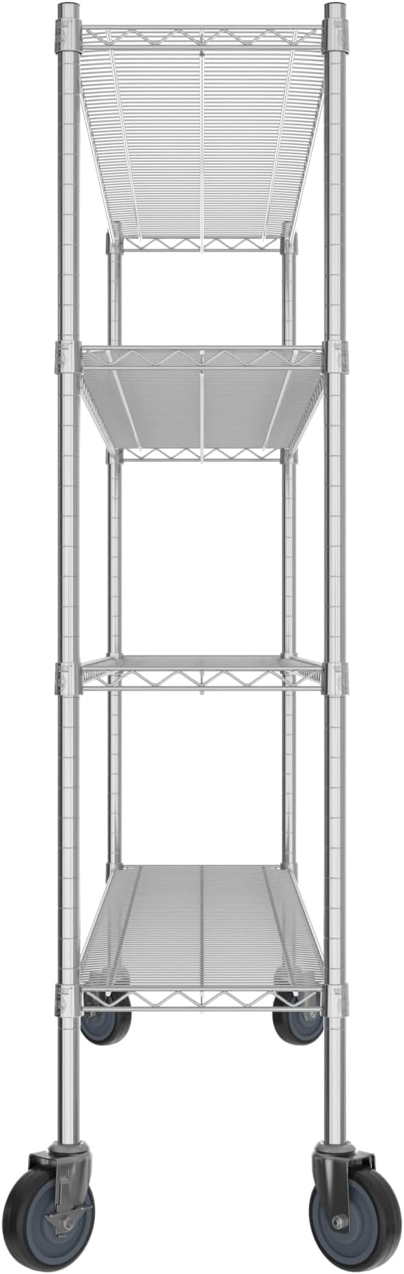 Commercial NSF Listed Chrome Mobile Wire Shelving Kit 14" x 60" x 60", with 4 Shelves Perfect for Warehouse, Walk-in Refrigerator, Freezer, Grocery Store, Restaurant, Dishroom