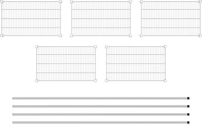 Commercial NSF Listed Chrome Stationary Wire Shelving Kit 18" x 30" x 86", with 5 Shelves Perfect for Warehouse, Walk-in Refrigerator, Freezer, Grocery Store, Restaurant, Dishroom