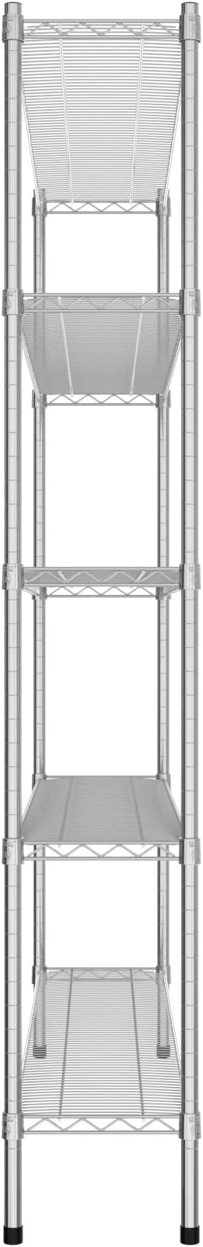 Commercial NSF Listed Chrome Stationary Wire Shelving Kit 12" x 60" x 74", with 5 Shelves Perfect for Warehouse, Walk-in Refrigerator, Freezer, Grocery Store, Restaurant, Dishroom