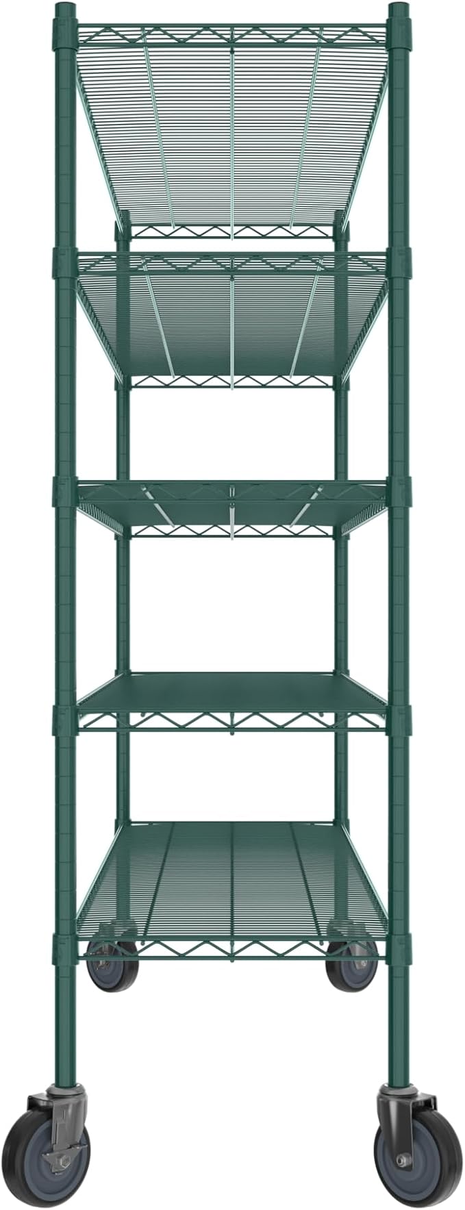 Commercial NSF Listed Green Epoxy Mobile Wire Shelving Kit 18" x 60" x 60", with 5 Shelves Perfect for Warehouse, Walk-in Refrigerator, Freezer, Grocery Store, Restaurant, Dishroom