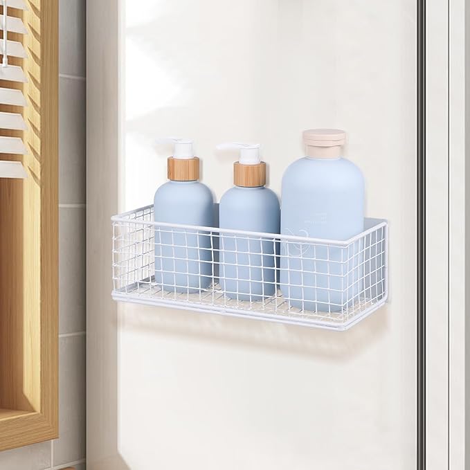 GALPADA Magnetic Spice Rack Refrigerator Storage Rack Large White Magnetic Holder Hanging Basket for Fridge Side Organizer