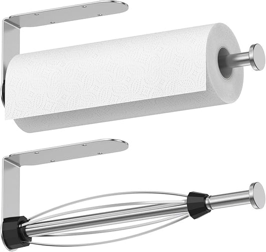 Mbillion Under Cabinet Paper Towel Holder for Kitchen, RV & Camper - Waterproof, Anti-Rust Wall Mount with No Drill Installation, 5.71” Compact Design (Brushed Silver)
