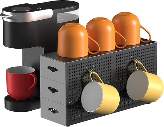 SICHEER Coffee Pod Drawer Holder, 42 Pods Large Capacity, 3 Tier Holder for K Cup Pods, Coffee Pod Organizer for Countertop, Storage Rack for K Cup Pods, Space Saving, (Only Pod Drawer and 2 Hooks)