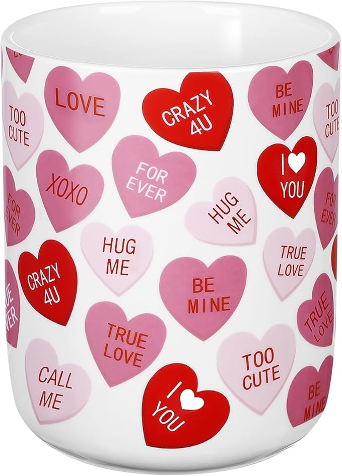 Valentine's Day Ceramic Utensil Holder 6.3 Inch Love Words Home Kitchen Utensil Crock for Anniversary Countertop Storage Organizer Container Dining Table Decor Wedding Gift(Love Words)