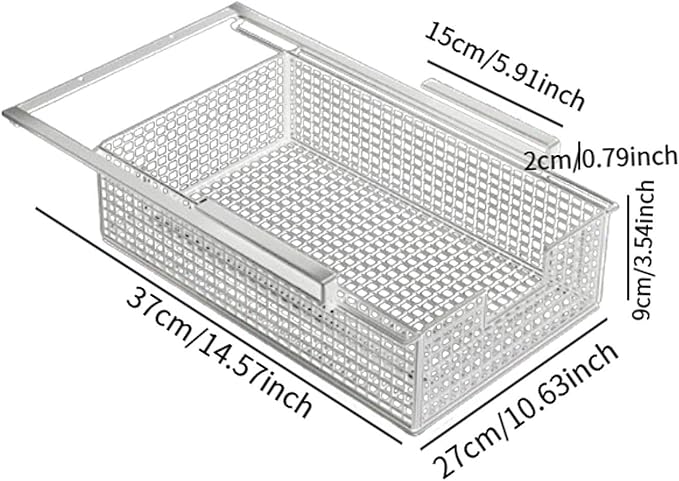 Hanging Pullout Drawer Basket, Space Saving Slide In Basket Organizer for Home Closet Cabinet Bedroom
