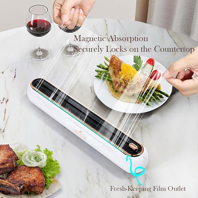 EasyCutter- The Premium Effortless Cling Film Dispenser for Every Kitchen by COZYTO (Classic Black)