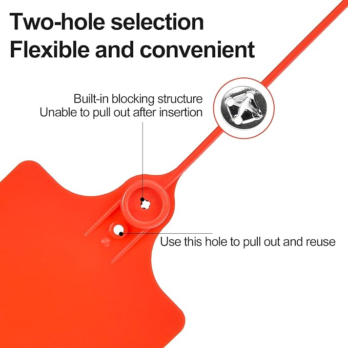 LeadSeals 100 Plastic Shipping Tags - Waterproof, Writable, Hanging Tags with One Red Marker Pen