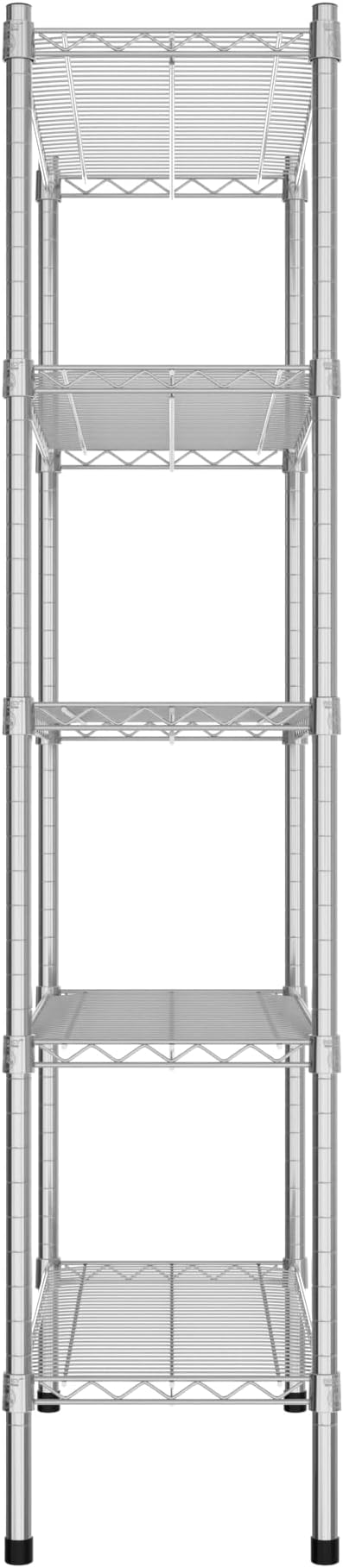 Commercial NSF Listed Chrome Stationary Wire Shelving Kit 14" x 30" x 64", with 5 Shelves Perfect for Warehouse, Walk-in Refrigerator, Freezer, Grocery Store, Restaurant, Dishroom
