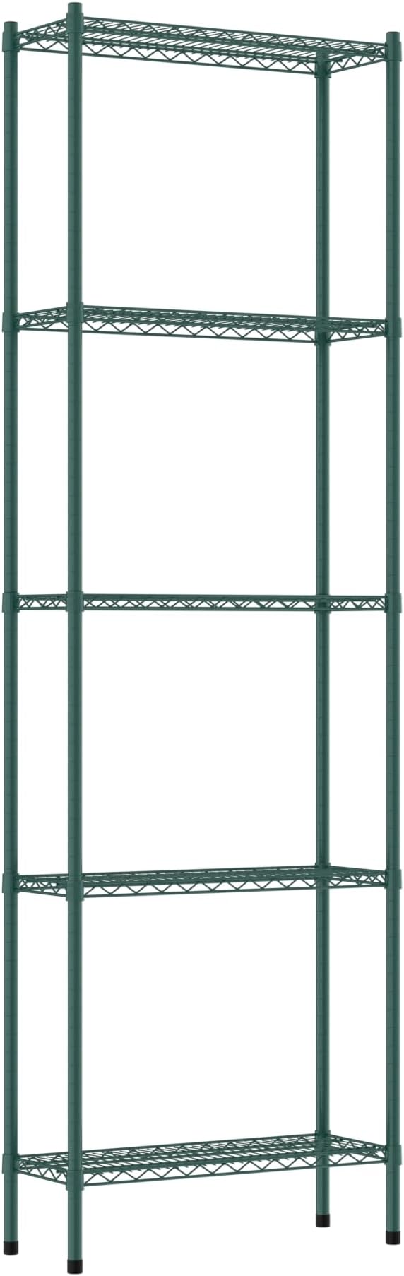 Commercial NSF Listed Green Epoxy Stationary Wire Shelving Kit 12" x 30" x 96", with 5 Shelves Perfect for Warehouse, Walk-in Refrigerator, Freezer, Grocery Store, Restaurant, Dishroom