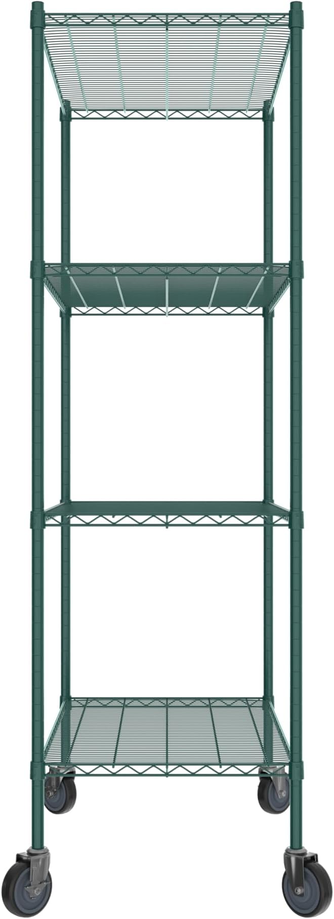 Commercial NSF Listed Green Epoxy Mobile Wire Shelving Kit 24" x 42" x 80", with 4 Shelves Perfect for Warehouse, Walk-in Refrigerator, Freezer, Grocery Store, Restaurant, Dishroom