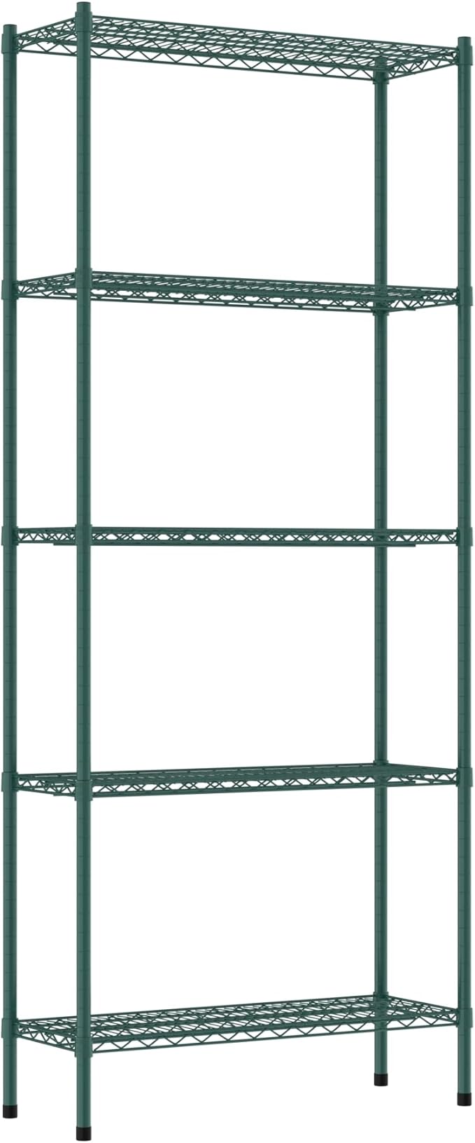 Commercial NSF Listed Green Epoxy Stationary Wire Shelving Kit 14" x 36" x 86", with 5 Shelves Perfect for Warehouse, Walk-in Refrigerator, Freezer, Grocery Store, Restaurant, Dishroom