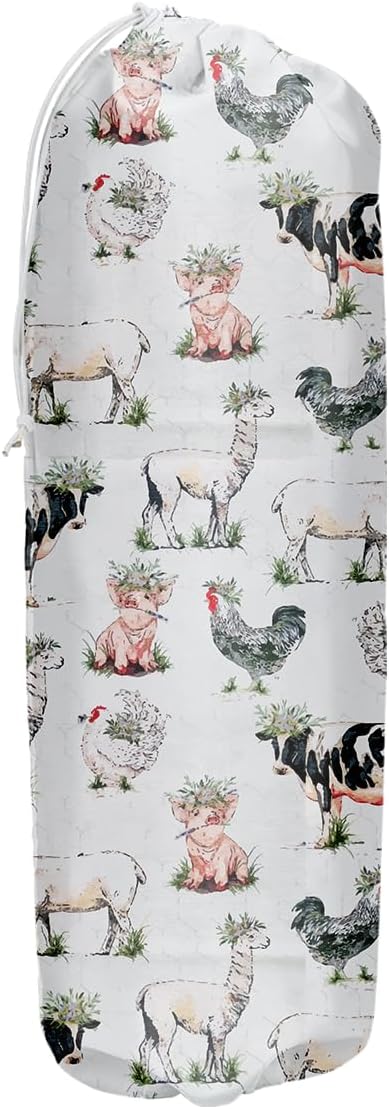 Animal Plastic Bag Holder, Grocery Bag Holder, Plastic Bag Storage Organizer, Plastic Bag Holders for Grocery Bags, Farmhouse Home Kitchen Decor, Gifts for Women Mom Grandma, Milkcow