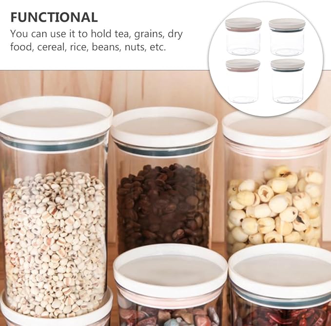 DOITOOL Plastic Food Storage Sealed Canisters Set 4pcs, Airtight Plastic Containers with Lids for Cereal, Beans, Coarse Grains, Kitchen Pantry Organization, 250ml 350ml Blue and Pink