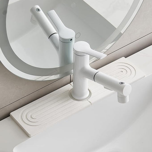 ODE TO ORDER Stone Faucet Mat for Kitchen Sink Bathroom Counter, 15.7 Inch White Diatomite Water-Absorbing Drying Stone Mat, Sink Stone Tray Protector,Prevent Moisture Sink Splash Guard