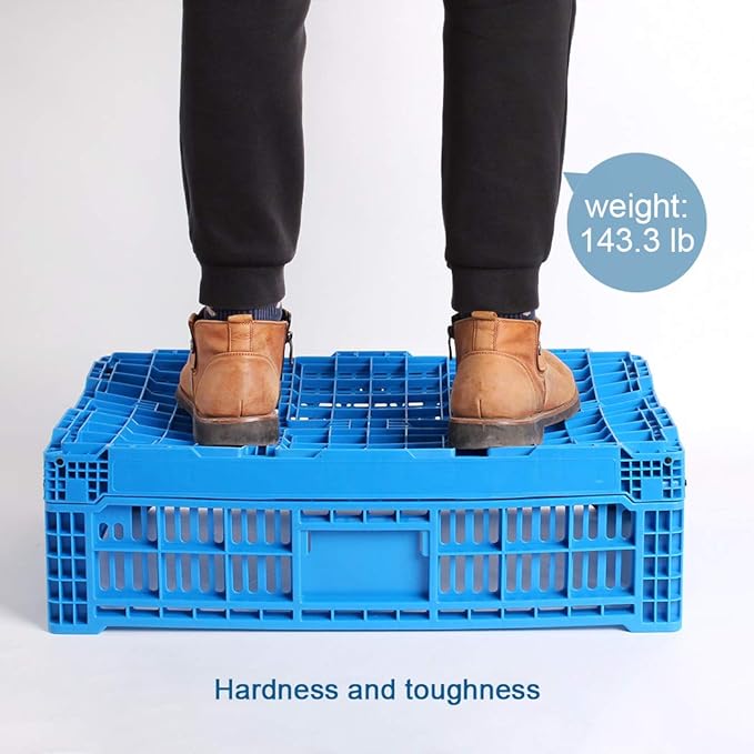 QTJH Collapsible Storage Bin Containe，43 Liter Transfer box,crate Transit storage of various items (23.6" L x 15.7" W x 7.1" H)