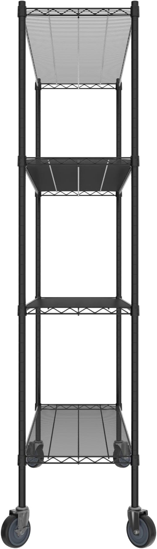 Commercial NSF Listed Black Epoxy Mobile Wire Shelving Kit 18" x 60" x 80", with 4 Shelves Perfect for Warehouse, Walk-in Refrigerator, Freezer, Grocery Store, Restaurant, Dishroom